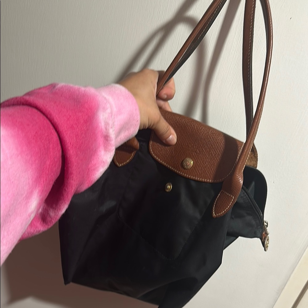 Elegant Black and Brown Tote Bag Longchamp